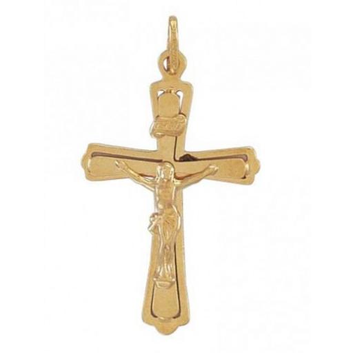 9ct Solid Gold 38x24mm Polished Crucifix Cross Pendant