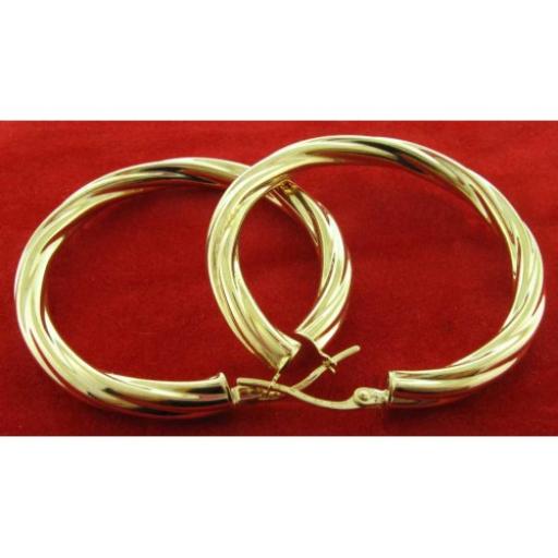 9ct Gold Hoop Earrings Round 5mm Cable Twisted Tubes Creoles Sleepers Loops Gift Box