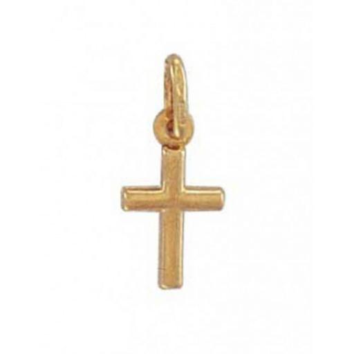 375 9ct Gold Yellow 14x9mm Tubular Cross With Bevelled Edge Gift Box