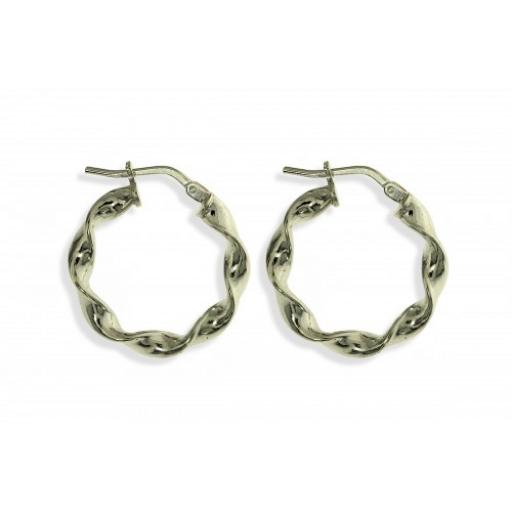Sterling Silver Hoop Earrings 17mm x 2mm Ribbon Creole Candy Twist Tube Round Plain Sleepers Gift Box