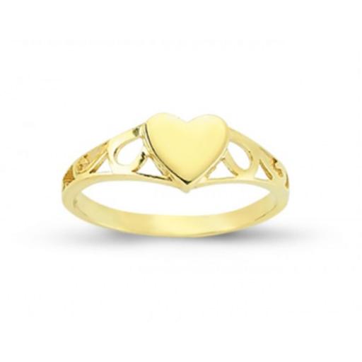 9ct Gold Plain Heart Signet Ring Kids