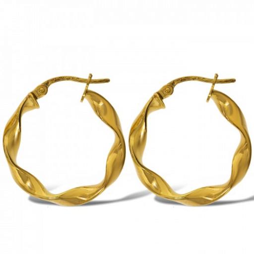9ct Gold Hoop Earrings 3mm Round Shiny Candy Ribbon Twist Tube Cable Sleepers Loops Gift Box