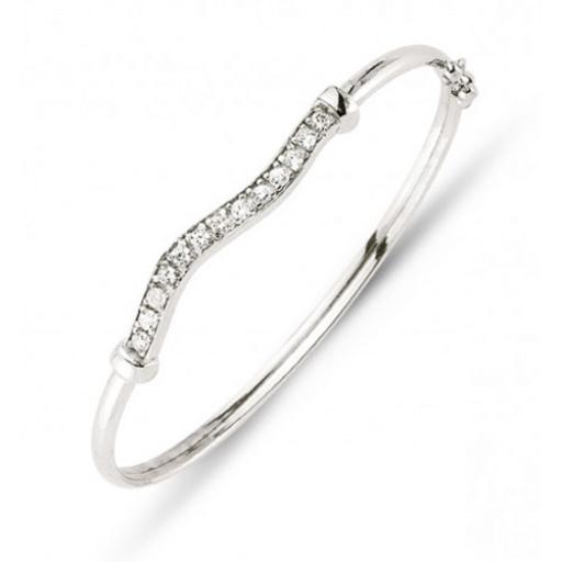 Sterling Silver Cubic Zirconia Shaped Eternity Baby Bangle Gift Box