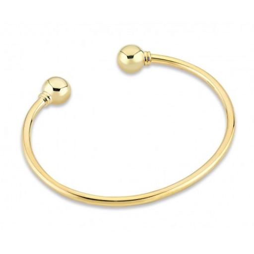 9ct Gold Yellow Gents Solid Torque Ball Bangle Gift Box