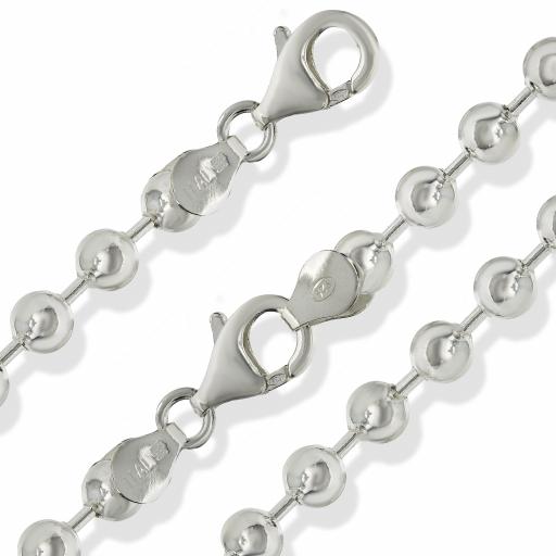 925 Sterling Silver 5.0mm Bead Ball Chain Ladies Bracelet