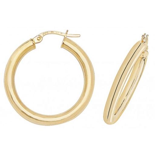 9ct Gold 2.5mm Polished Tube Earrings Round Plain Hoop Earrings Gift Box