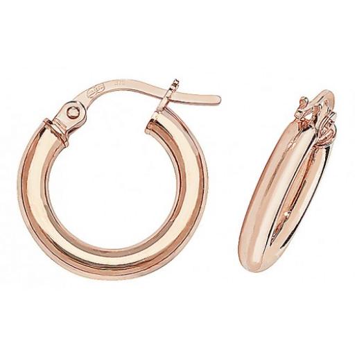 9ct Rose Gold 2.5mm Polished Tube Hoop Earrings