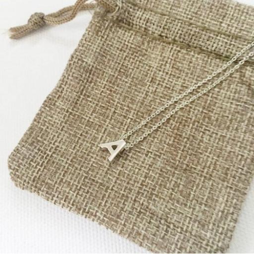 Single Sterling Silver Initial Necklace A-Z