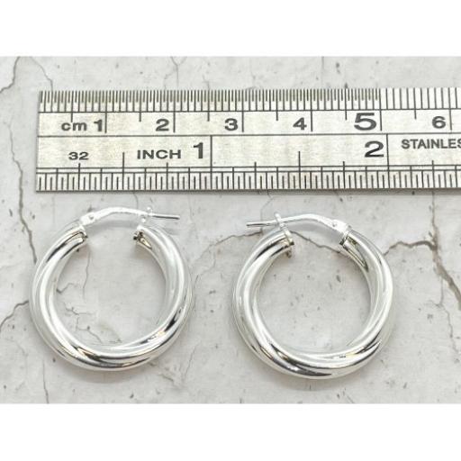 STERLING SILVER 25X4MM ROUND TWISTED TUBE HOOP EARRINGS GIFT BOX