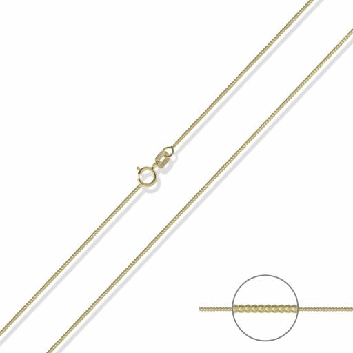 375 9ct Gold 16" 18" 20" Fine Diamond Cut 0.9mm Curb Chain Necklace
