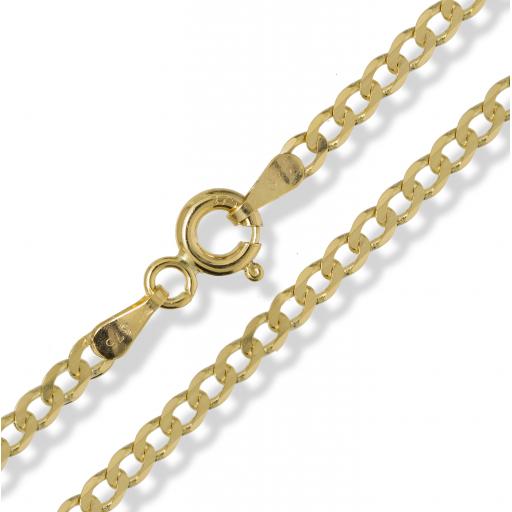 375 9ct Gold 16" 18" 20" 22" 24" 30" Diamond Cut 2.4mm Flat Curb Chain Necklace