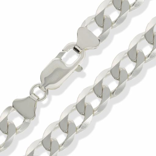 925 Sterling Silver 18" 20" 22" 24" 30" Diamond Cut 7.8mm Flat Curb Chain Necklace
