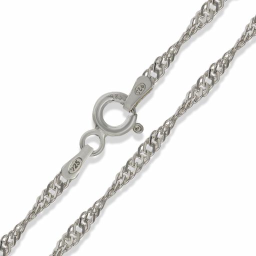 Sterling Silver Singapore Chain 16" 18" 20" 22" 24" 30" Diamond Cut 2.4mm Twisted Curb Chain Necklace