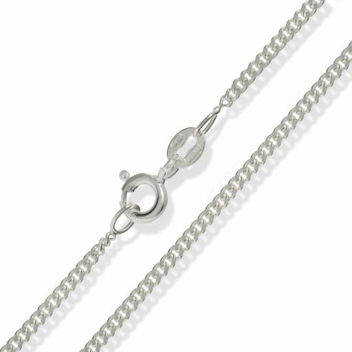 925 Sterling Silver 16" 18" 20" Fine Diamond Cut 1.3mm Curb Chain Necklace
