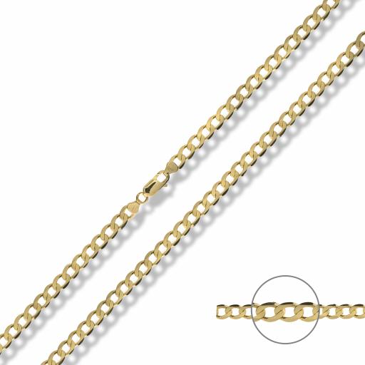 375 9ct Gold 18" 20" 22" 24" Diamond Cut 6.0mm Flat Curb Chain Necklace