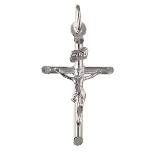 925 Sterling Silver 41x22mm Hollow Tube Crucifix Cross Gift Box