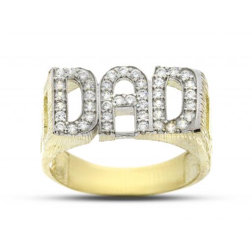 9ct Gold CZ Dad Large Ring