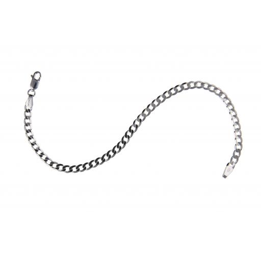 925 Sterling Silver Diamond Cut Flat 4.0mm Curb Chain Ladies Bracelet Gift Box