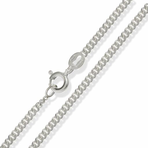 925 Sterling Silver 16" 18" 20" 22" 24" 30" Fine Diamond Cut 1.7mm Curb Chain Necklace Gift Box