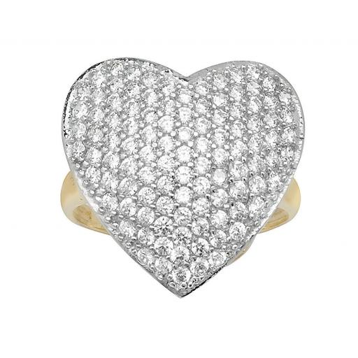 9ct Yellow Gold Large CZ Heart Ring
