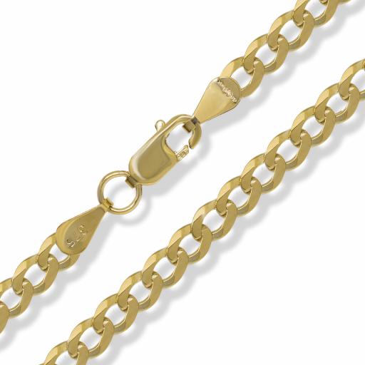 375 9ct Gold 18" 20" 22" 24" 30" Diamond Cut 3.5mm Flat Curb Chain Necklace