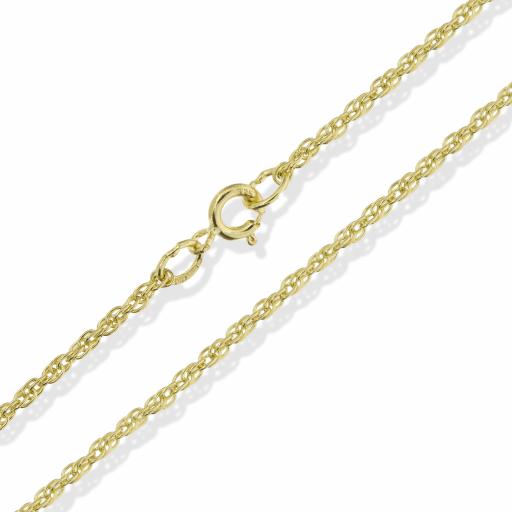 375 9ct Gold 16" 18" 20" 22" 24" Prince Of Wales 1.1mm English Rope Chain Necklace