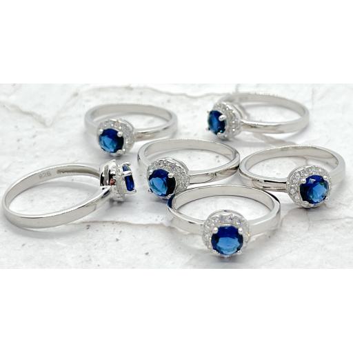 Sterling Silver CZ Sapphire Blue Ring