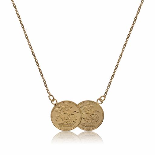 Sterling Silver St George Double Coin Necklace