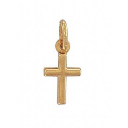 375 9ct Gold Yellow 14x9mm Tubular Cross With Bevelled Edge Gift Box