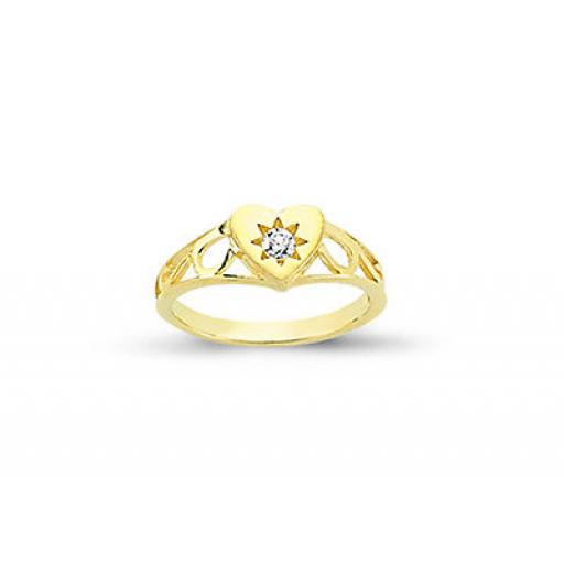 9ct Gold Star and Heart CZ Ring