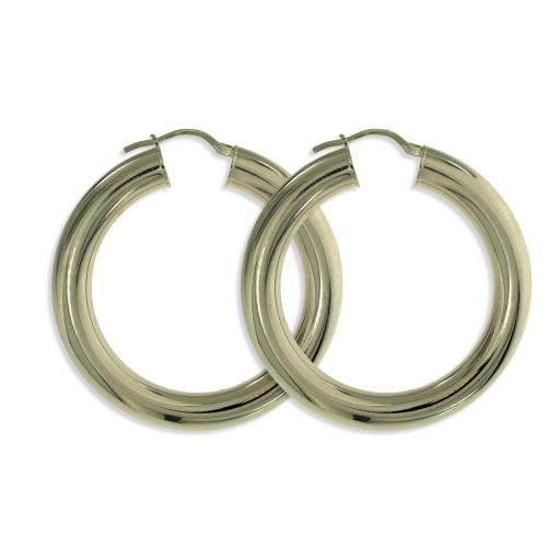 STERLING SILVER 40X6MM ROUND POLISHED TUBE HOOP EARRINGS GIFT BOX
