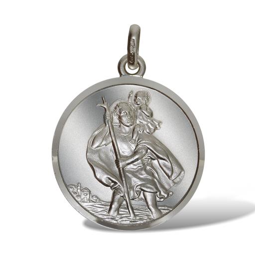 925 Sterling Silver 27mm Round Saint Christopher Pendant