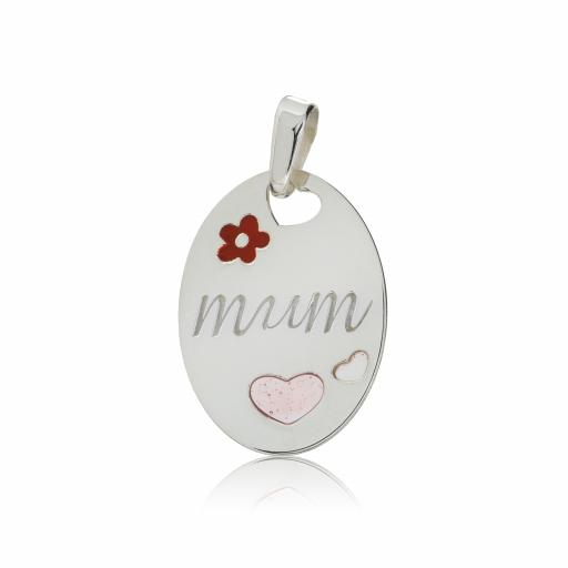 Sterling Silver Mum Heart Oval Shaped Pendant