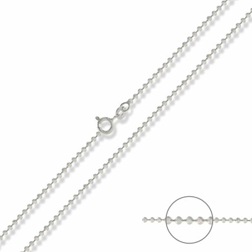 925 Sterling Silver 16" 18" 20" 22" 24" 30" Round 2.0mm Bead Ball Dog Tag Chain Necklace