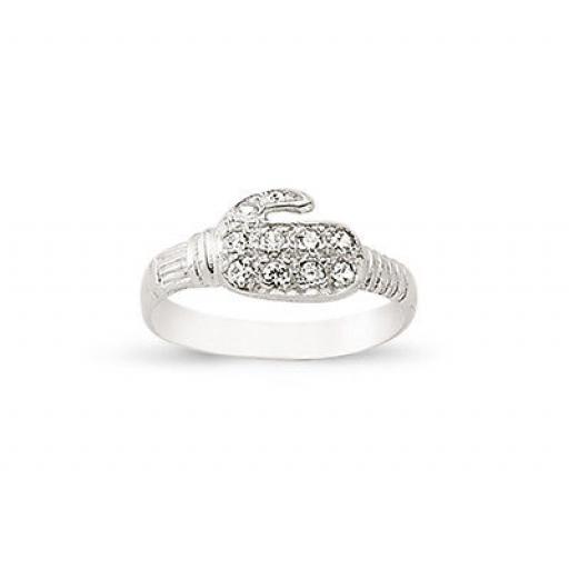 Sterling Silver CZ Boxing Glove Kids Ring