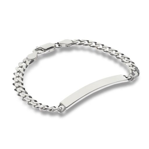 Sterling Silver 7.6" Ladies/Boys Curb ID Bracelet