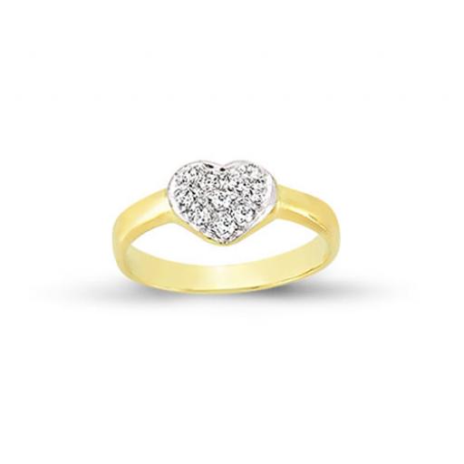 9ct Gold CZ Heart Ring Kids