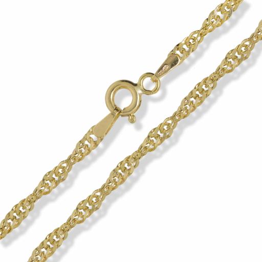 375 9ct Gold 16" 18" 20" 22" 24" Solid 2.1mm Singapore Rope Chain Necklace