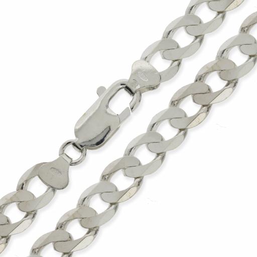 925 Sterling Silver 18" 20" 22" 24" 30" Diamond Cut 7.0mm Flat Curb Chain Necklace