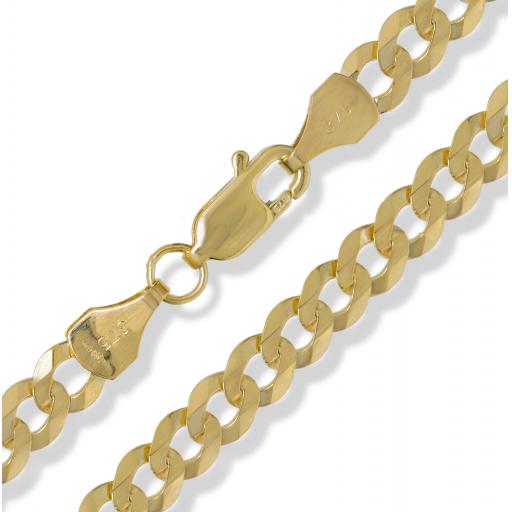 375 9ct Gold 18" 20" 22" 24" Diamond Cut 4.5mm Flat Curb Chain Necklace