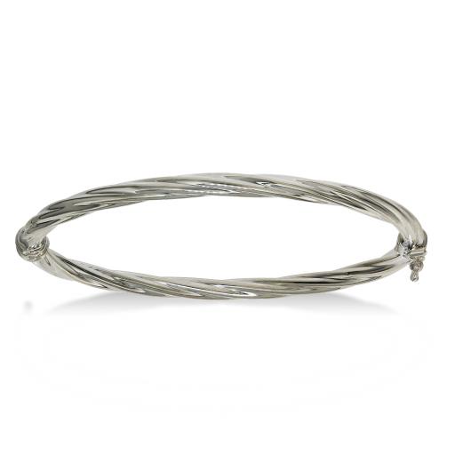 925 Sterling Silver 5mm Twisted Ladies Bangle Hinged Slave Bracelet Gift Box