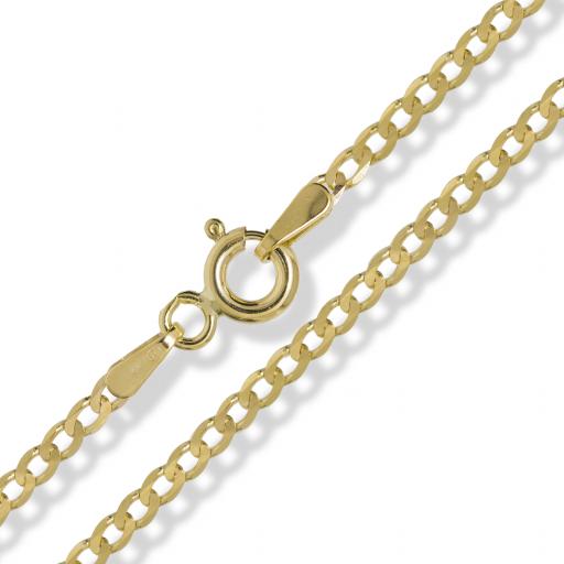 375 9ct Gold 16" 18"20" 22" 24" Diamond Cut 1.9mm Flat Curb Chain Necklace