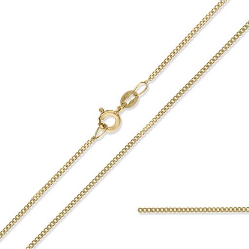 375 9ct Gold 16" 18" 20" Fine Diamond Cut 1.0mm Curb Chain Necklace