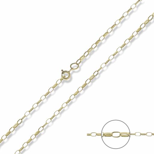 375 9ct Gold 16" 18" 20" 22" 24" Faceted 2.3mm Oval Belcher Chain