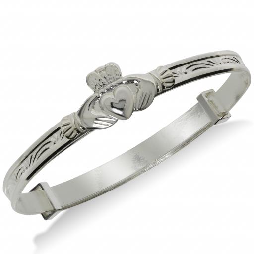 Sterling Silver Expandable Claddagh Baby Bangle Gift Box