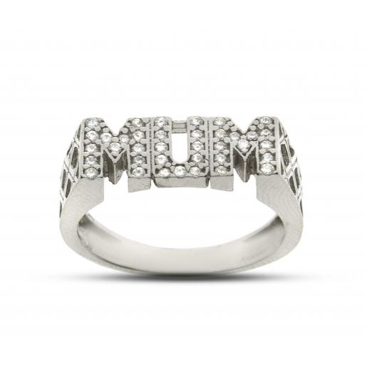 925 Sterling Silver Cubic Zirconia Pave Cz Mum Ring
