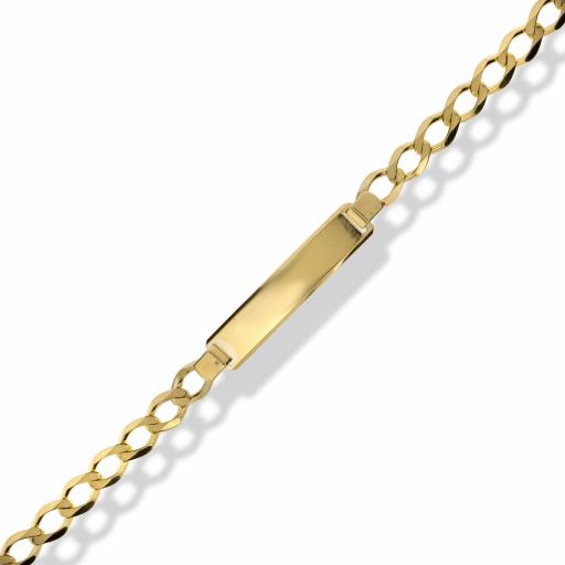 9ct Gold 7.5" Ladies Identity Diamond Cut 5.0mm Curb Link Bracelet