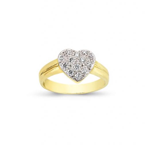 9ct Gold CZ Pave 10mm Heart Ring