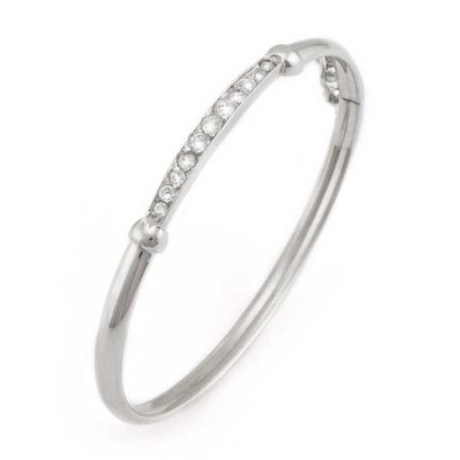 Sterling Silver Childs Cubic Zirconia Eternity Bangle Gift Box