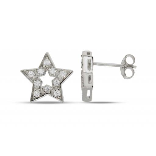 925 Sterling Silver 12mm Star Shape Cubic Zirconia Stud Earrings